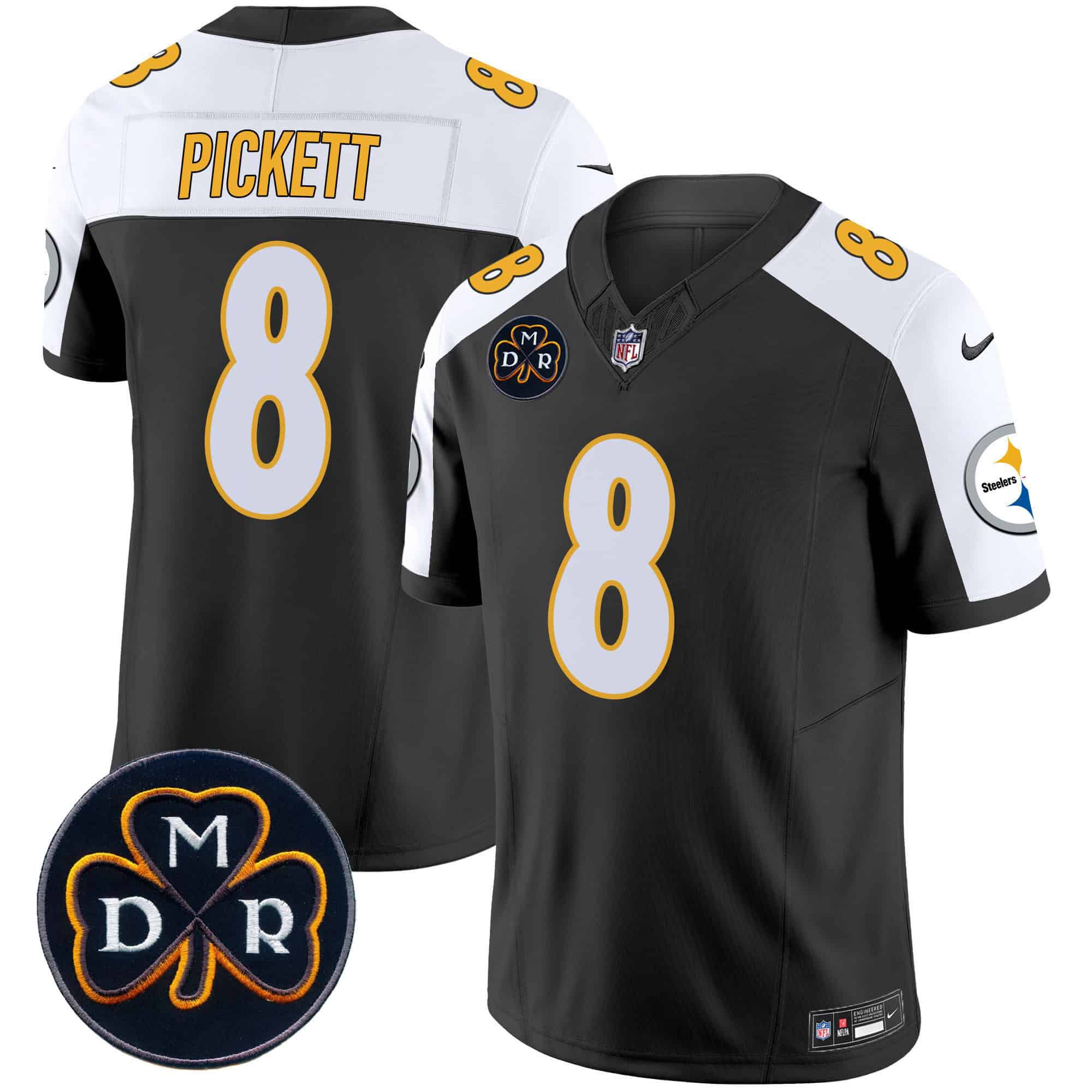 Men Pittsburgh Steelers #8 Pickett Black 2024 Nike DMR Patch Vapor Limited NFL Jersey style 1->indianapolis colts->NFL Jersey